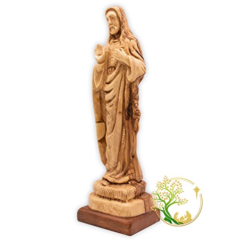 Статуетка на светото Сърце на Исус | на Нашия Господ, Спасител, Исус Христос, Статуетка от маслиново дърво от Светите Земи