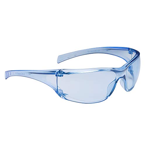 Защитни очила 3M, Virtua AP, 20 броя в опаковка, ANSI Z87, Светло-Сини лещи с твърдо покритие, Синя дограма, Странични щитове