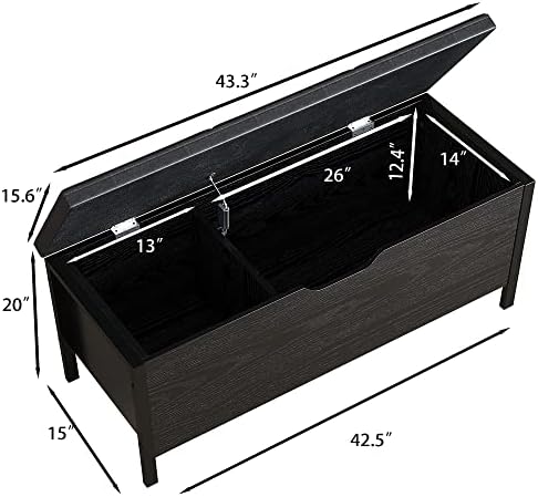 Пейка-Табуретка LIKIMIO за съхранение, 43-Инчов Дървена Пейка за съхранение с Кожена Седалка копчета за Челото на леглото в Спалнята / Хола