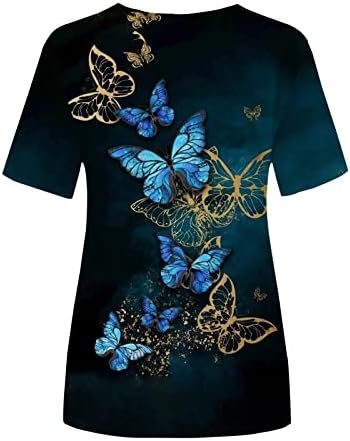 Ежедневни Тениски За момичета, Блузи с къс ръкав, Ризи с кръгло деколте и Птица-една Пеперуда, Тениски Свободно Намаляване с Шарени