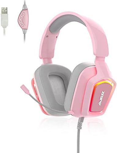 Жичен детска Слушалки NACODEX AX368 Розов цвят с микрофон - Съраунд Стереозвук 7.1 - Регулатор на силата на звука - Регулируема