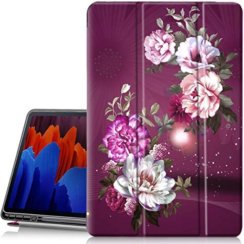 Калъф Hocase Galaxy Tab S7 Plus, Умен флип калъф от изкуствена кожа с хубав цветен дизайн, функция за автоматично изключване,