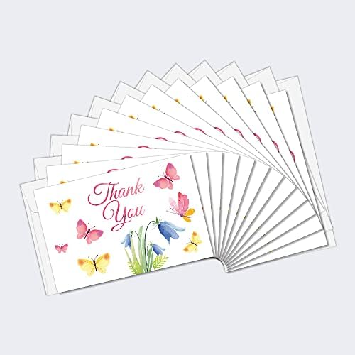 Поздравителни Картички без дърво, Благодарствени картички в Бели пликове за Съчувствие, Детски душ, Абитуриентски, 4x6 инча, Комплект от 12