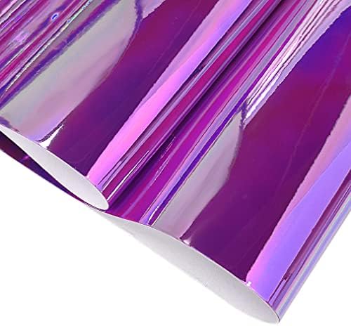HYANG Холограма Преливащи Огледално Лазерни листове от изкуствена кожа PU 1 ролка 12 X 53 (30 cm x 135 см), изкуствена кожа, много подходяща