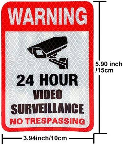 5 Опаковки Знак за видеонаблюдение, Светоотражающая Стикер, Самозалепващи Стикер на 5.9 x 4, Предупредителен знак изземат за Дома бизнес