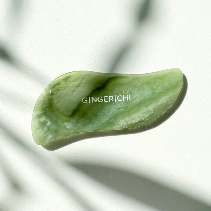 GingerChi Jade Gua sha - Натурално средство от гваш за лицето, шията и тялото - Антивозрастное средство за даване на лице форми, уменьшающее
