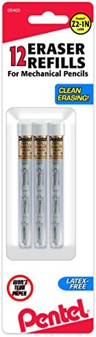 Сменяеми гумички Pentel® за механични моливи, Бели, Опаковки от 12 грифелей и ® Super Hi-Polymer®, 0,5 mm, 2B, на 12 грифелей в епруветка,