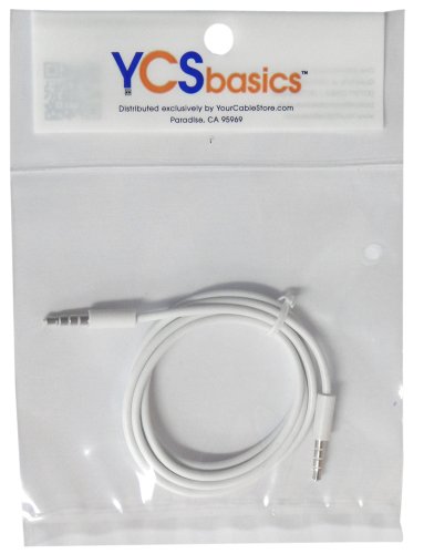 YCS Basics Бял 3-Крак 3,5-мм 4-проводный кабел Aux / За слушалки мъж към мъж