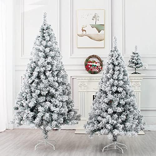 Изкуствена Коледна Елха Премиум-клас с 200 със снежни Връхчета и метална Поставка, Навесная Борова Празнична Коледно Дърво