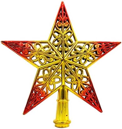 Amosfun Коледно Дърво Topper Звезда Окачен Медальон Коледно Дърво, Декорация на Празнични Аксесоари За Коледното парти (Златисто-Червен)