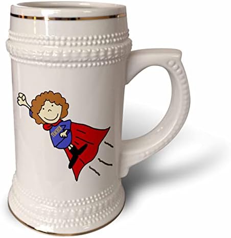 3D-Забавно Сладко Супергерой-учител в Червено cloak, модул за Обучение Карикатура - чаша за стейна на 22 унция (stn-362131-1)