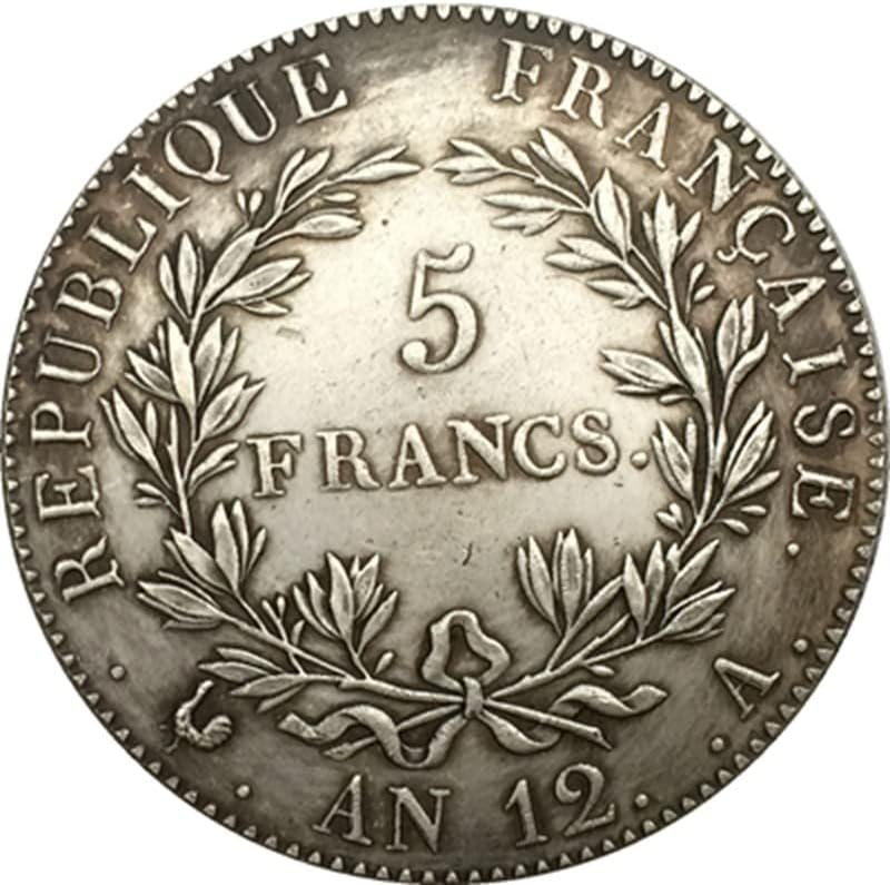 QINGFENG 1812 Френска Монета От Чист Мед С Посеребренным Покритие Антични Сребро Доларова Монета Ръчно изработени Колекция може