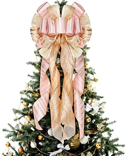 Dingion 37 Бр., Коледен Набор от занаятчийски продукти от Розово Злато, Коледен Декоративен Лък, 12 Накити от Брилянтни цветове,