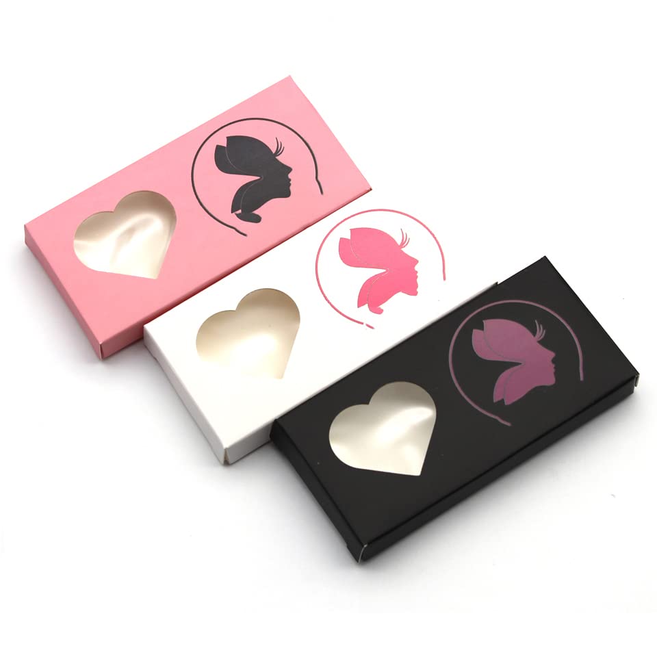 Кутии за мигли в стила на пеперуди от Мрамор, Опаковане Празни Миглите във формата на сърце Черно с Розов Цвят, само X06BoxesOnly, 100 бр.