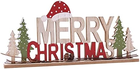 Коледни Английски Букви Табела Старецът Коледно Дърво Настолни Дървени Орнаменти Прозорци Украса На Коледна Елха, Висящи Случаен