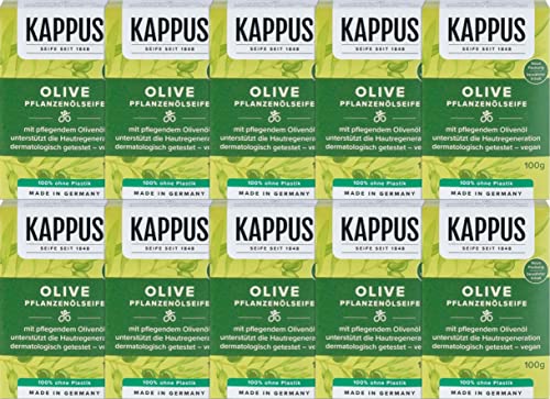 Растително зехтин сапун Kappus 10x100 г - Допринася за регенерацията на кожата - Нежна грижа за чувствителна кожа /Германия