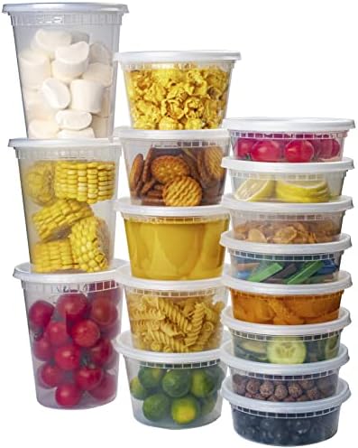 Orgtiv [48 Комплекта Пластмасови контейнери за деликатеси на 32 грама с капаци, за Еднократна употреба, Контейнери за литър