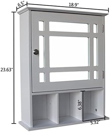 Лесен за инсталация на шкаф за баня с една като, три отделения за съхранение и никелирани дръжки в Бял цвят (Цвят: A, размер: