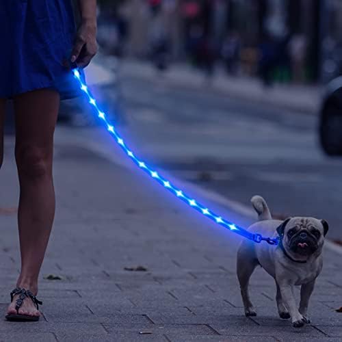 Weesiber Светещи led каишка за кучета - 4 фута USB Акумулаторна батерия Мига найлонов каишка за Малки, Средни и Големи Кучета,