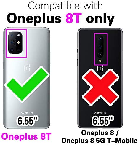 Съвместим с OnePlus 8T, калъф-портфейл OnePlus8T Plus 9R 5G и защитно покритие от закалено стъкло, панти на капака, държач за карти,