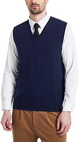 Мъжки Пуловер Свободно Намаляване на Смесовой кашемировой вълна Kallspin, Жилетки, Вязаный Пуловер Без ръкави С V-образно деколте