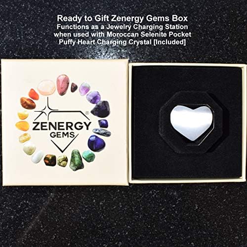 Zenergy скъпоценни Камъни Селенит Заредени Колиета от естествени скъпоценни камъни + Селенитовое Пухлое Сърдечен Зарядно устройство
