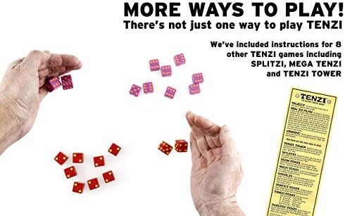 Играта на зарове TENZI Party Pack - Забавно, бързо забавление за цялото семейство - от 6 комплекта от 10 цветни кубчета с футляром за съхранение