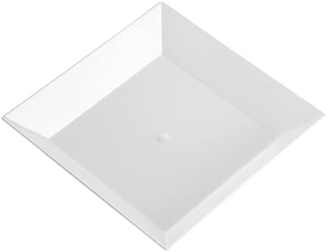 Ресторанная прибори Квадратна Бяла Пластмасова Малка Модерна плоча - 4 x 4 x 1/2 - кутия за 100 грама