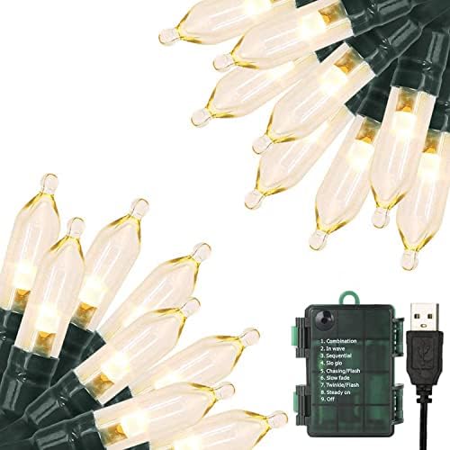 Зелени удобни коледни светлини 33 фута 100 led гирлянди, работещи на батерии с функция памет таймер Водоустойчив Гирлянди с захранван