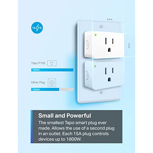 TP-Link Tapo Smart Plug Mini 15A, конектор, Wi-Fi smart home, супер лесна настройка, съвместим с Alexa и Google Home hub не се изисква, е