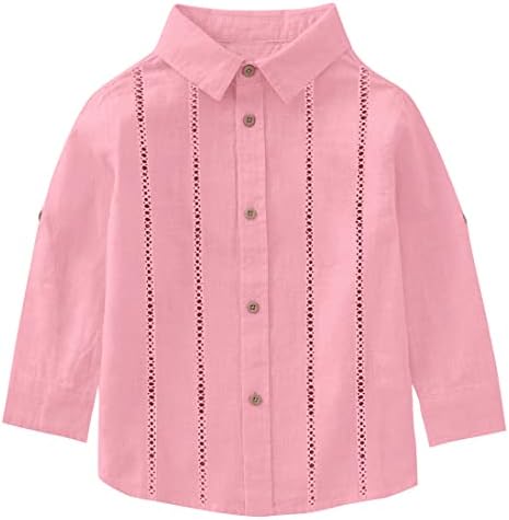 Рокля-Риза с дълъг ръкав Копчета За момчета, Плажни Летни Памучни Ризи, Тениски, Ежедневни Блузи