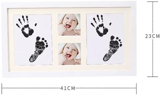 LLLY Детска рамка за снимка Нетоксичен Детски Отпечатък на Ръцете Комплект Подаръци За Пръстови Отпечатъци Новороденото Тъмен Мат За