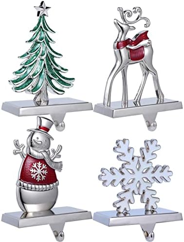 Коледен Държач за отглеждане Kosmeey, Комплект от 4 Метални Коледни Закачалки за Отглеждане за камина-Коледен Държач за отглеждане във
