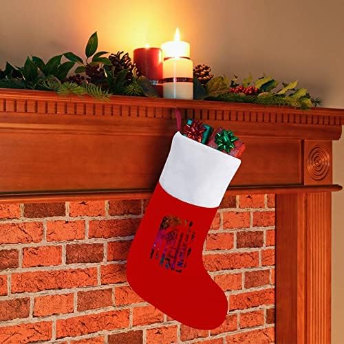 Коледни Чорапи с Флага Линейщика от Червено Кадифе, с Бял Пакет шоколадови Бонбони, Коледни Декорации и Аксесоари за вашето семейно