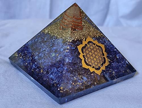Easy Shop Много Голям 70-75 мм Апатитовый камък Оргоновая пирамида Символът на Цветето на живота Лотос Генератор Исцеляющих скъпоценни