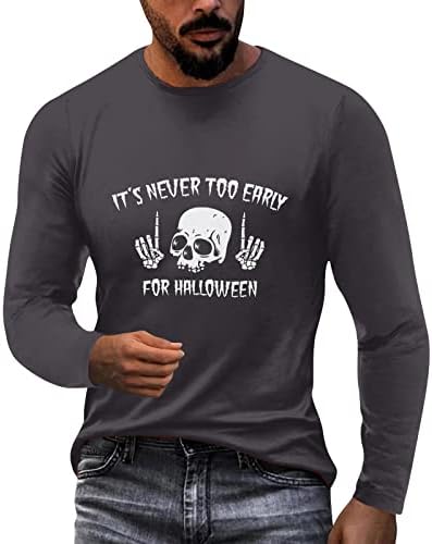 BEUU, Тениски за Хелоуин за мъже, Солдатская Тениска с Дълъг Ръкав и Писмото Принтом, Смешно Графика Тренировочная Дизайнерска