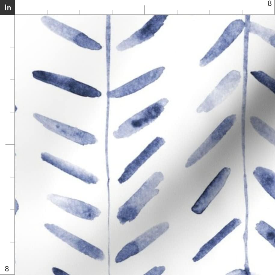 Плат Spoonflower - Ръчно рисувани коледно дърво, Живописни Бяло-Сини фигура в стил Шибори с Геометричен принтом на Венчелистчетата, Маркова