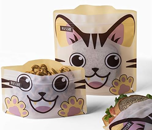 Комплект от 4 повторното използване на опаковки за сандвичи и Закуски (Котка)