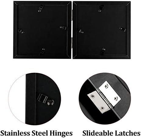 Рамки за снимки AEVETE 5x5 Dobule Черен цвят Вертикално, странично на дисплея с Натурален стъкло