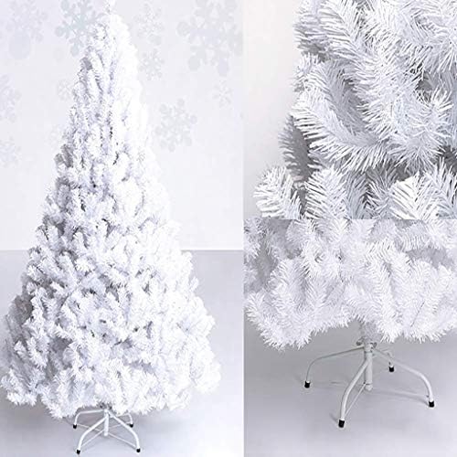 ZMDZA Бяла Коледна елха, Изкуствена Коледна елха Бор с метални крака Е идеална за декорация на празниците на закрито и на открито