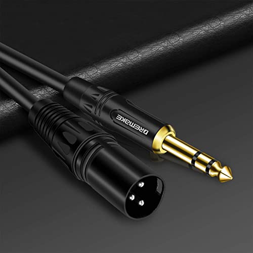 DREMAKE 20 ФУТА 6,35 мм 1/4 Инча Аудио-стереомикрофонный TRS кабел Male-XLR Male - Златно Балансный кабел 1/4 Инча Male-XLR Male за микрофони,