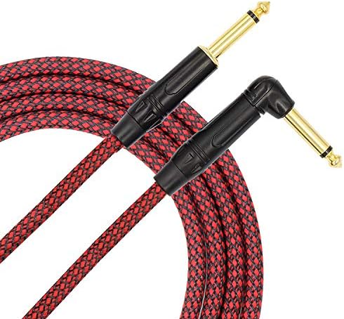Китара кабел tisino 6 метра, кабел с 1/4 инча Директен под Прав ъгъл Китара Кабел Инструментален Кабел за електрическа китара,