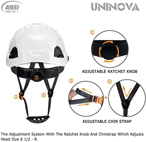 Конструкция шлемове, Одобрен OSHA UNINOVA ANSI Z89.1, Предпазна Каска с вентилация Вафен с регулируема козирка 6 Каски, Защитни Pt