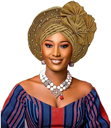 Африкански прическа Авто Гела, традиционен нигерийски сватбена опаковка за жени