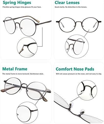 Eyekepper Модни Кръгли Очила за четене с кутия пролетта панти за Мъже и Жени-Ридеров