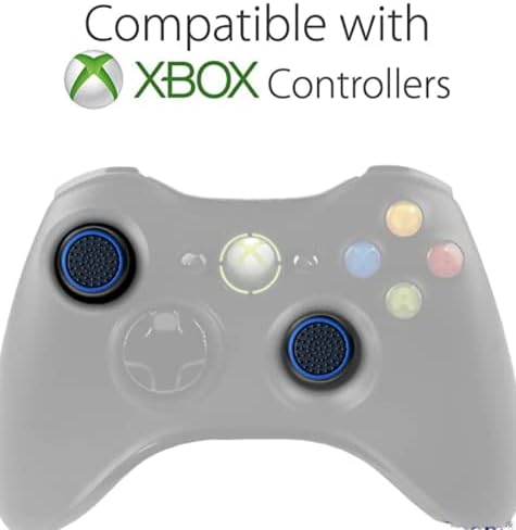 Силиконови дръжки за палеца, черни / сини, Съвместими с джойстика Xbox, Playstation, Wii - Комплект от 6