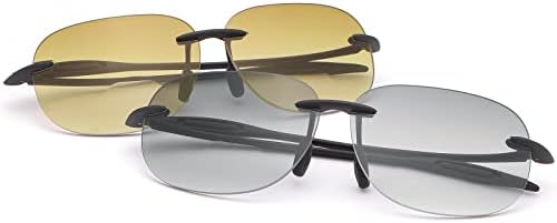2 Чифта Бифокальных Очила за Четене Без Рамки, Слънчеви Очила с Защита UV400, Ридеры за Мъже и Жени, Класически Vintage слънчеви Очила