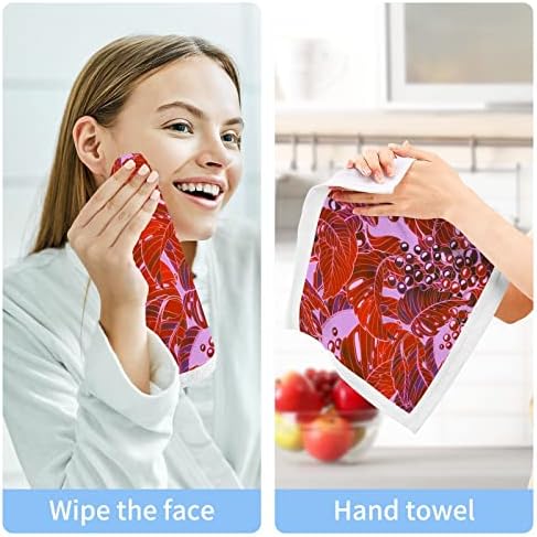 Комплект кърпички за миене на съдове ALAZA с червено-Лилави Лозови листа - Опаковка от 6 броя, Памук, Кърпички за лице, е Добре