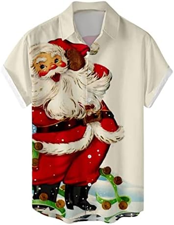 Xiloccer Коледни Ризи за Мъже, тениски с Къс ръкав и Копчета, Забавни Върхове с Грозни Сантой, Плажна Празнична Хавайска Риза